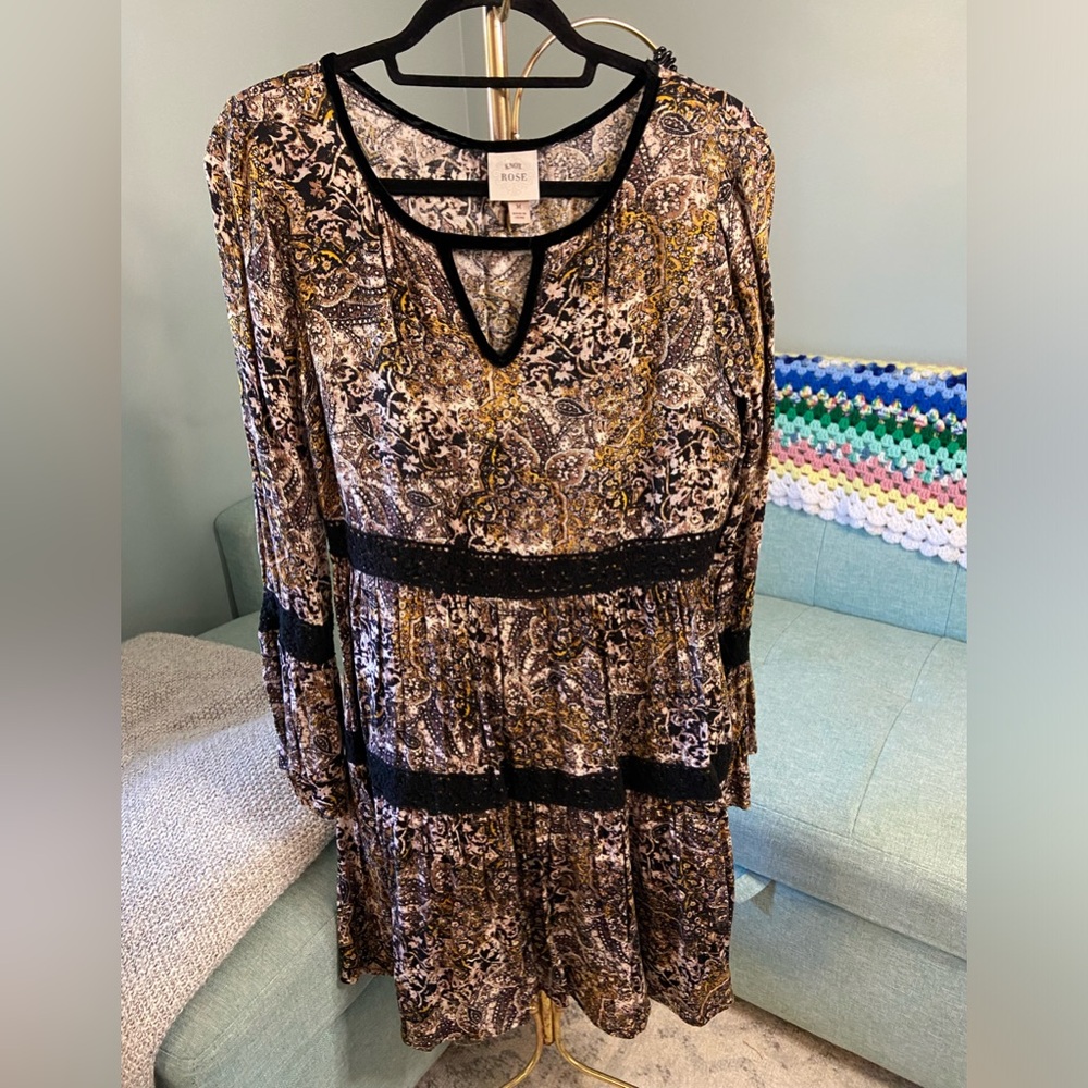 Knox Rose Paisley Boho Velvet Bell Sleeve Size Medium